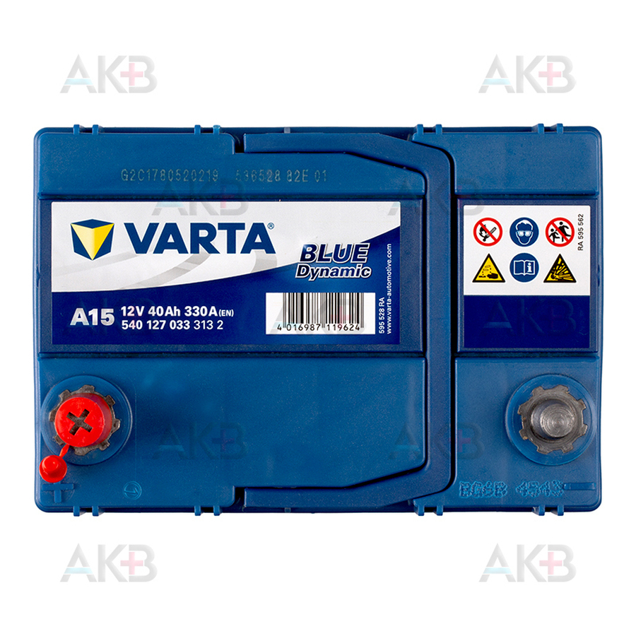 Автомобильный аккумулятор Varta Blue Dynamic A15 40L 330A 187x127x227(540127033)