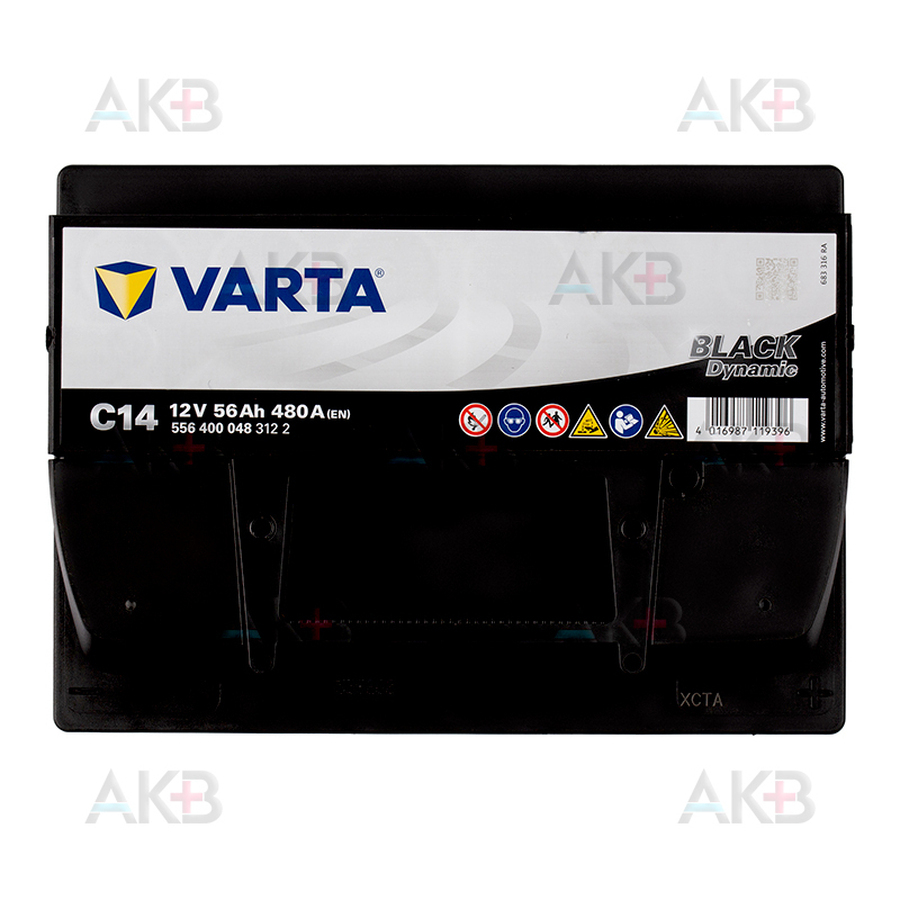 Автомобильный аккумулятор Varta Black Dynamic C14 56R 480A 242x175x190