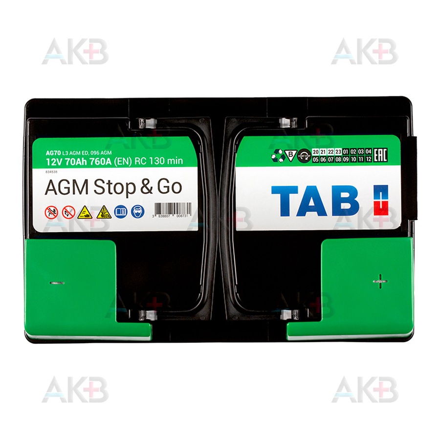 Автомобильный аккумулятор Tab AGM Stop-n-Go 70R (760A 278x175x190) 213070