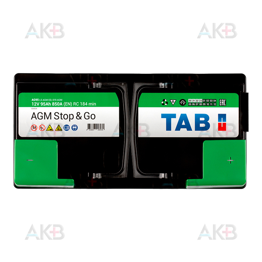 Автомобильный аккумулятор Tab AGM Stop-n-Go 95R (850A 353x175x190) 213090