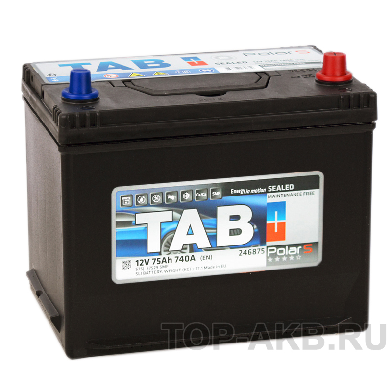 Автомобильный аккумулятор Tab Polar S 75R (740А 261x175x220) D26 обр. 246875 57529