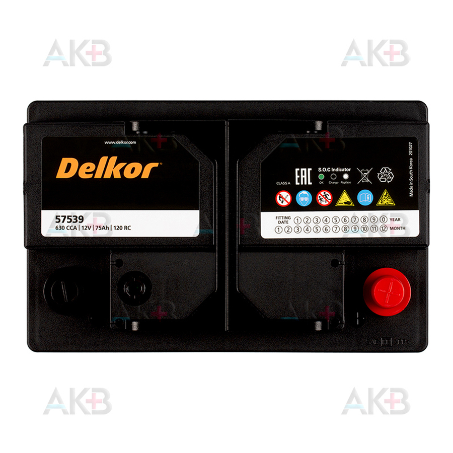 Автомобильный аккумулятор Delkor 57539 (75R 650A 279x175x175)