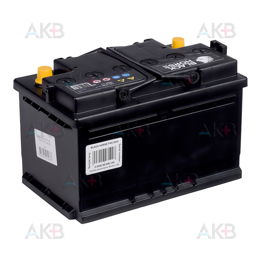 Автомобильный аккумулятор Black Horse 75R 700A 278x175x190