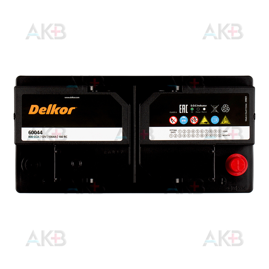 Автомобильный аккумулятор Delkor 60044 (100R 800A 354x175x190)
