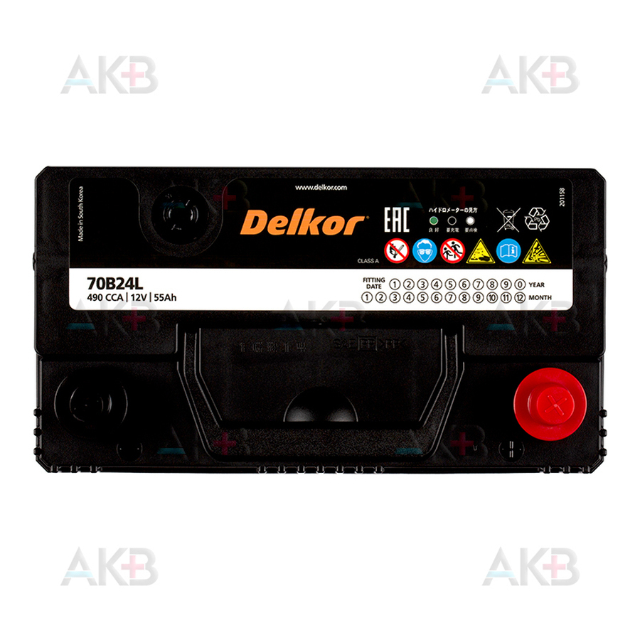 Автомобильный аккумулятор Delkor 70B24L (55R 480A 238x129x227)