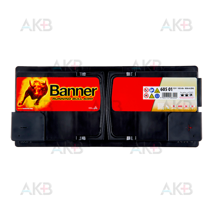 Автомобильный аккумулятор BANNER Running Bull AGM Start-Stop (60 501) 105R  950A 394x175x190