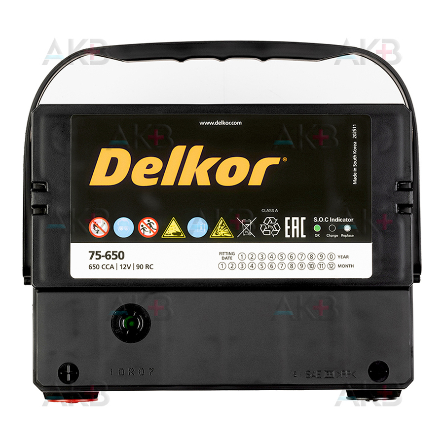 Автомобильный аккумулятор Delkor 75-650 бок. кл. (75L 650A 237x178x184)