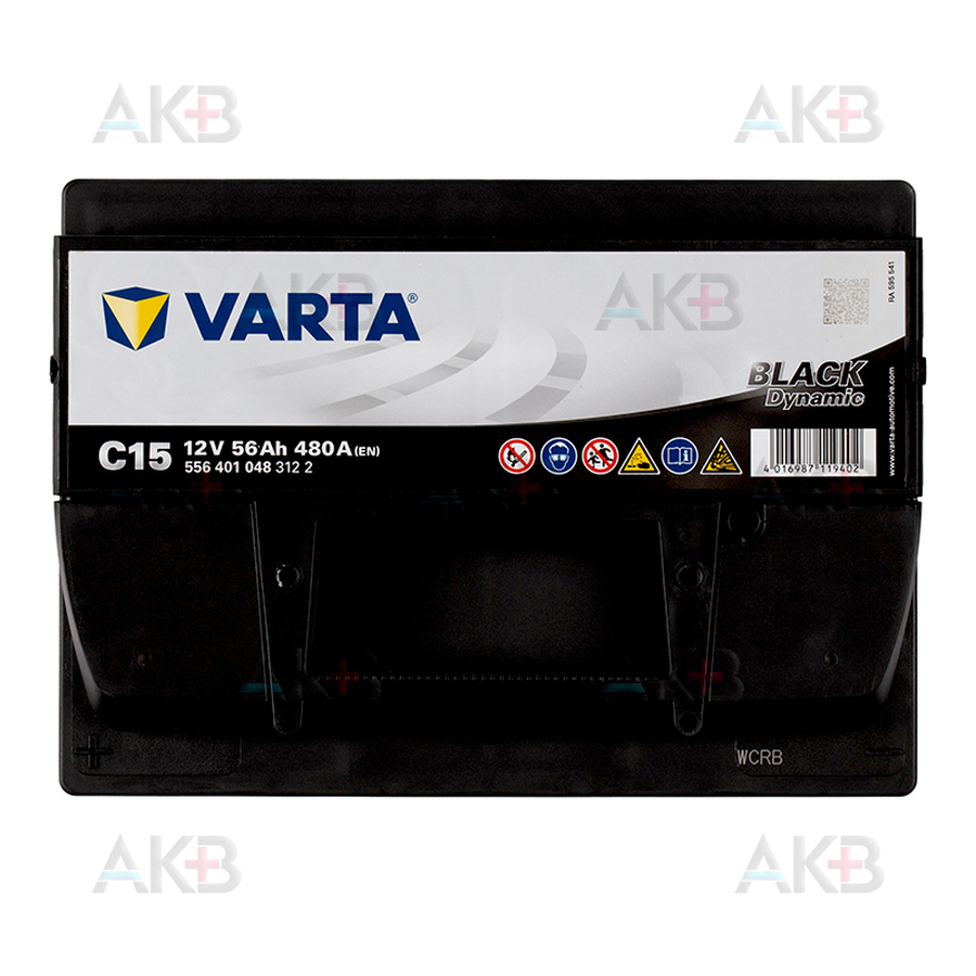 Автомобильный аккумулятор Varta Black Dynamic C15 56L 480A 242x175x190