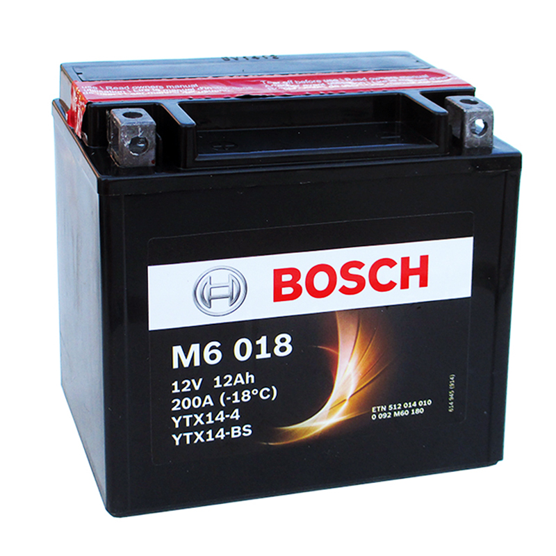 Мото аккумулятор Bosch Moto AGM 12 Ач 200А (152x88x147) M60180 прямая пол.