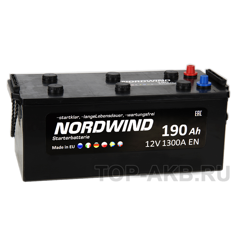 Автомобильный аккумулятор Nordwind 190 рус 1300А 513x223x223