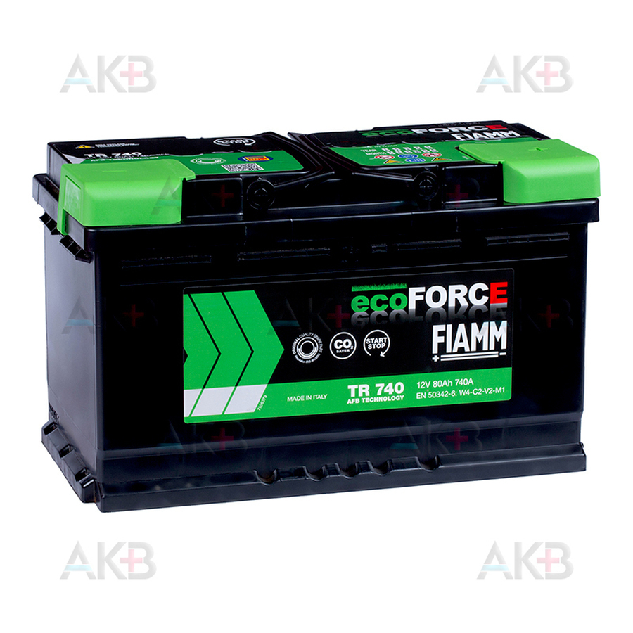 Автомобильный аккумулятор Fiamm Ecoforce AFB 80R 740A (315x175x190) EFB Start-Stop TR740