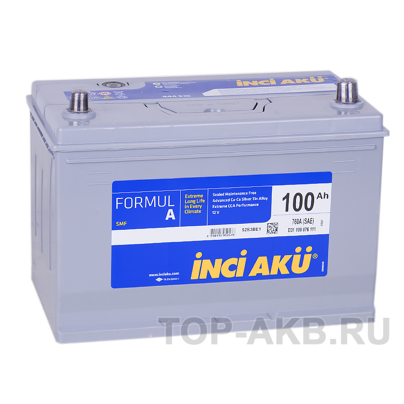 Автомобильный аккумулятор INCI AKU ASIA 100R 760A 306x173x225