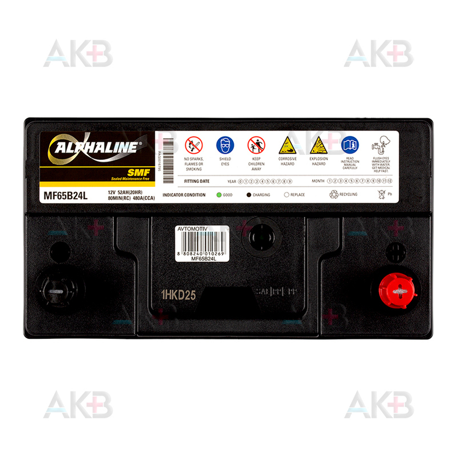 Автомобильный аккумулятор Alphaline SD 65B24L 52R 480A 232x127x220
