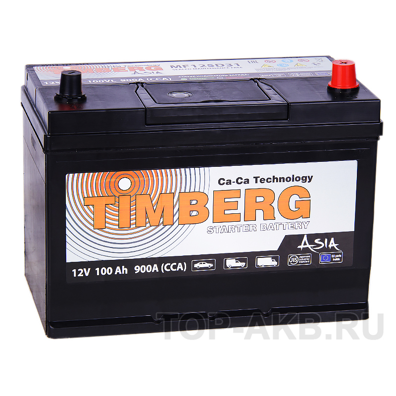 Автомобильный аккумулятор Timberg Asia 125D31L 100R 900A 296x172x220