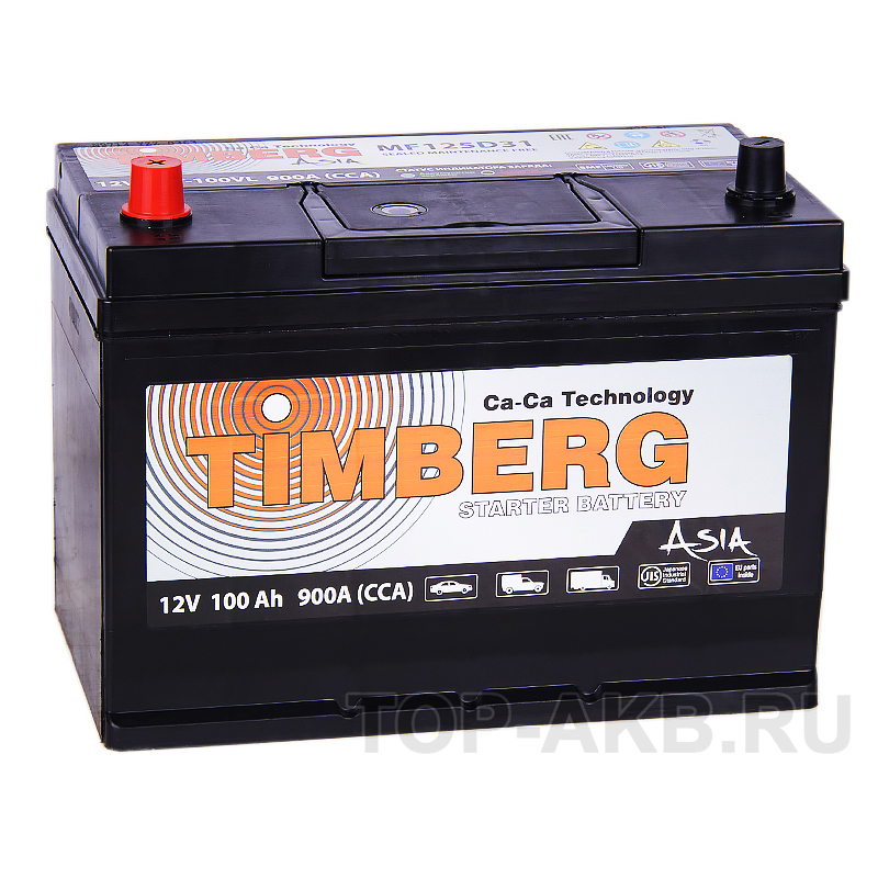 Автомобильный аккумулятор Timberg Asia 125D31R 100L 900A 296x172x220