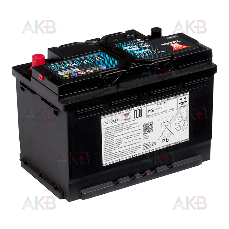 Автомобильный аккумулятор YUASA YBX7096 75 Ач 700А обр. пол. (278x175x190) EFB