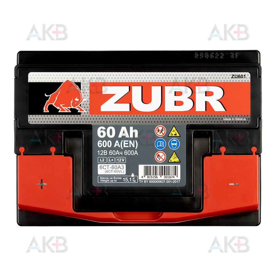 Автомобильный аккумулятор ZUBR Ultra 60L 600A (242x175x190)