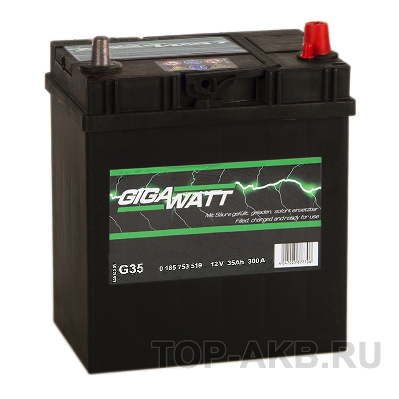 Автомобильный аккумулятор Gigawatt 35R 300A 187x127x227