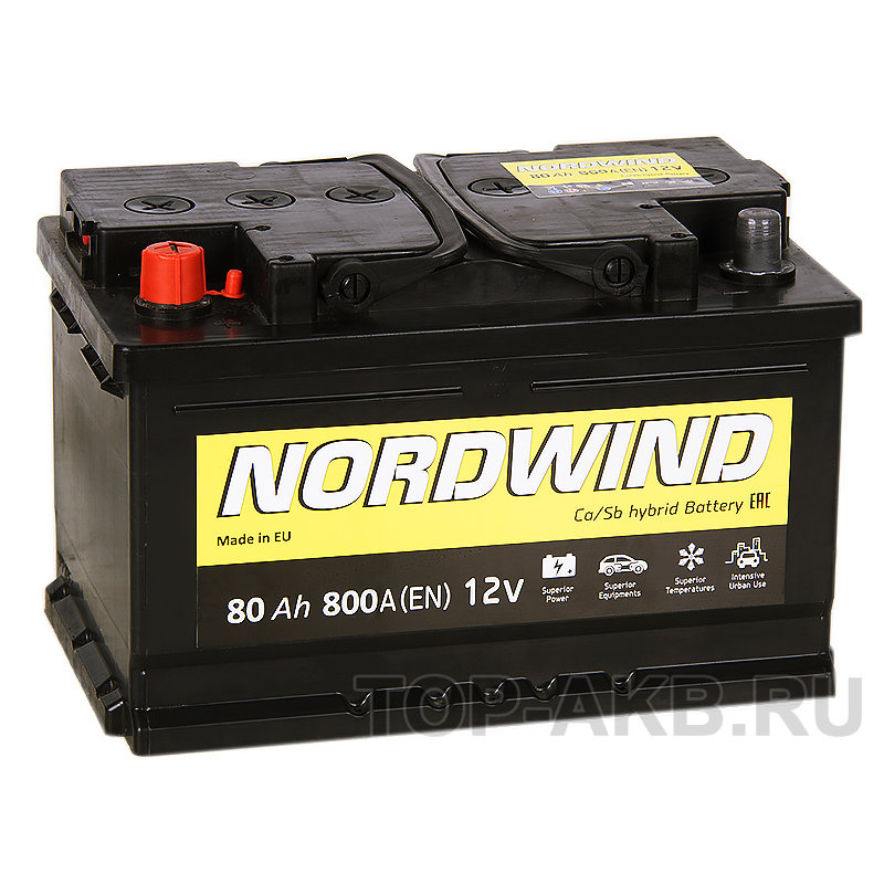 Автомобильный аккумулятор Nordwind 80L 800А 278x175x175