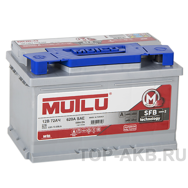 Автомобильный аккумулятор Mutlu Mega 72L низкий 580А (278x175x175)