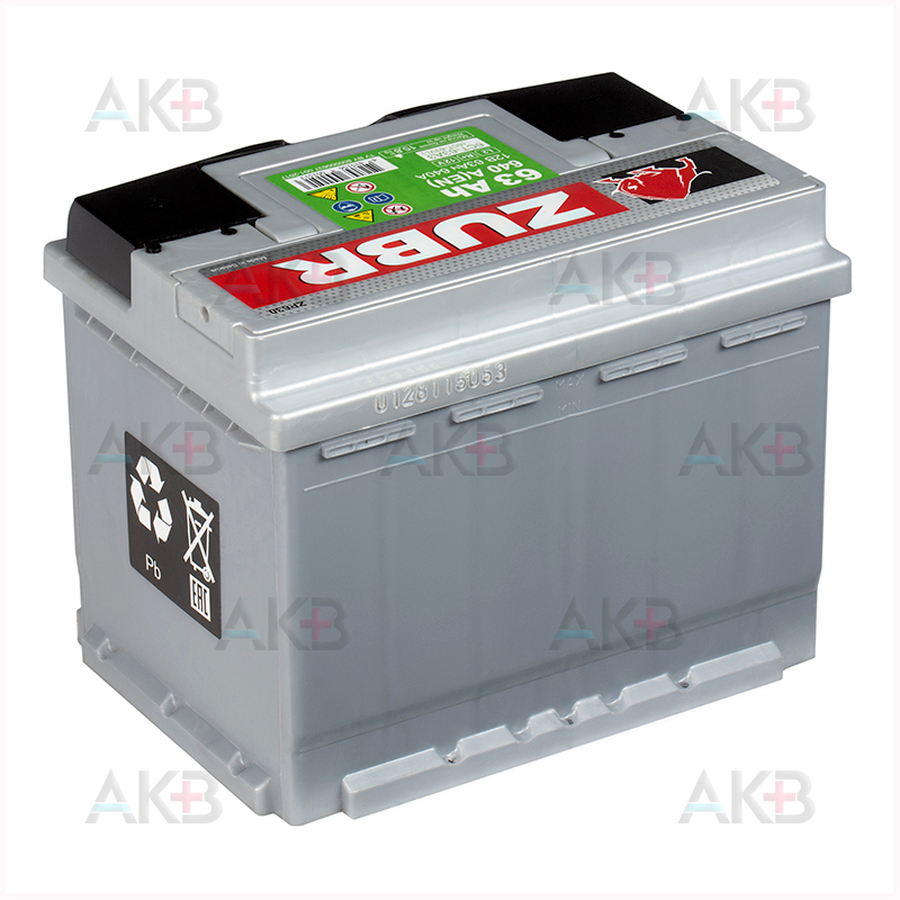 Автомобильный аккумулятор ZUBR Premium 63R 640A (242x175x190)