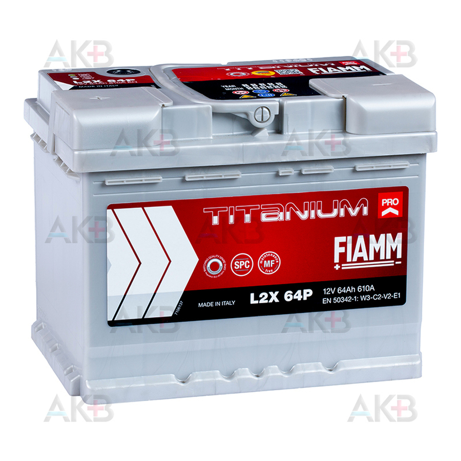 Автомобильный аккумулятор Fiamm Titanium Pro 64 Ач 610A прям. пол. (241x175x190) L2X 64P
