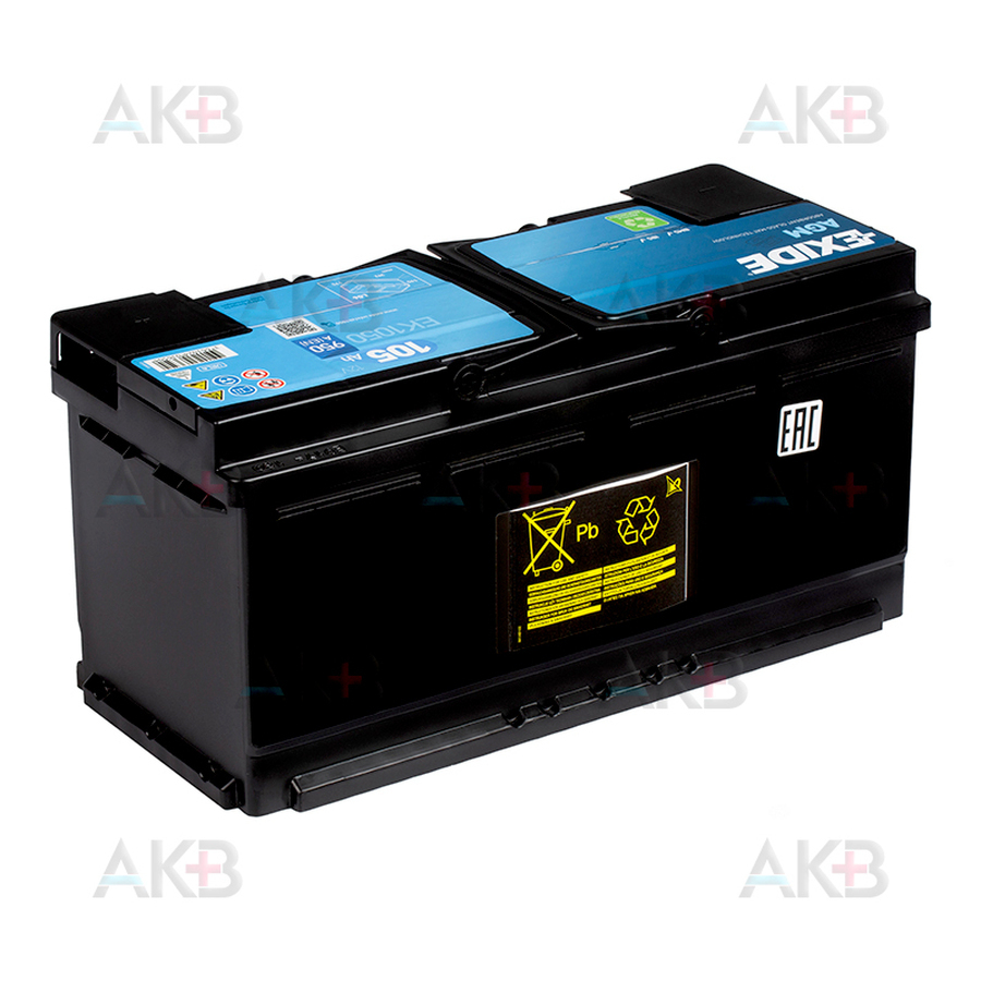 Автомобильный аккумулятор Exide Start-Stop AGM 105R (950А 393x175x190) EK1050