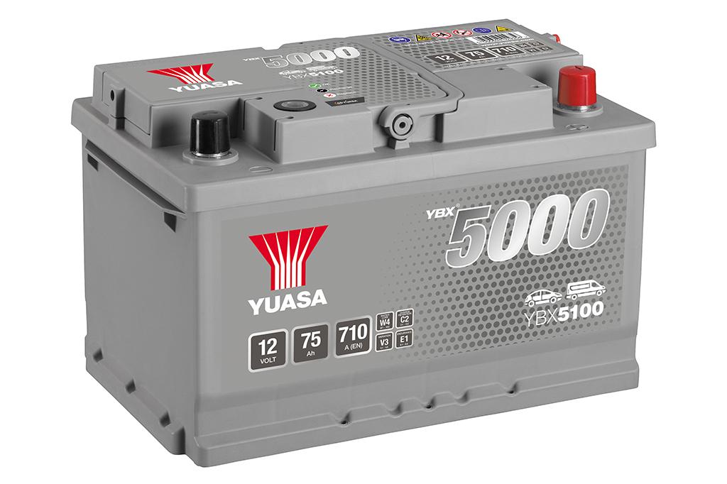 Автомобильный аккумулятор YUASA YBX5100 75 Ач 710А обр. пол. (278x175x175)
