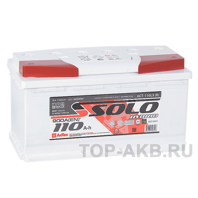 Автомобильный аккумулятор SOLO 110R (900A 353x175x190)