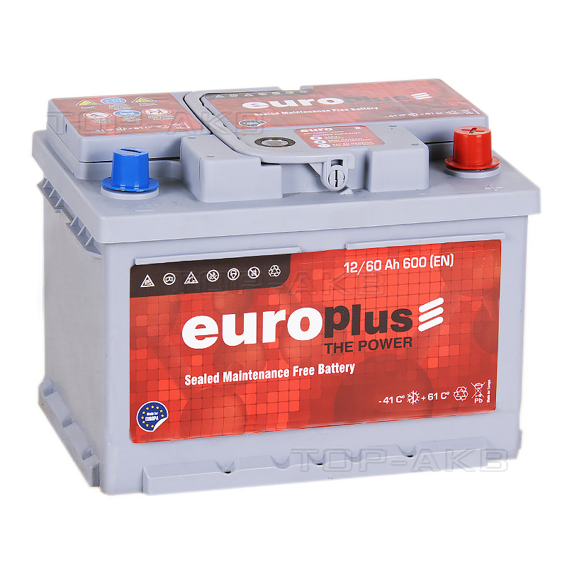 Автомобильный аккумулятор Europlus 60R низкий (600A 242x175x175)