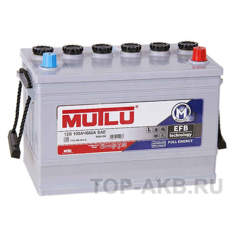 Автомобильный аккумулятор Mutlu Mega EFB 100R 640A 306x173x223