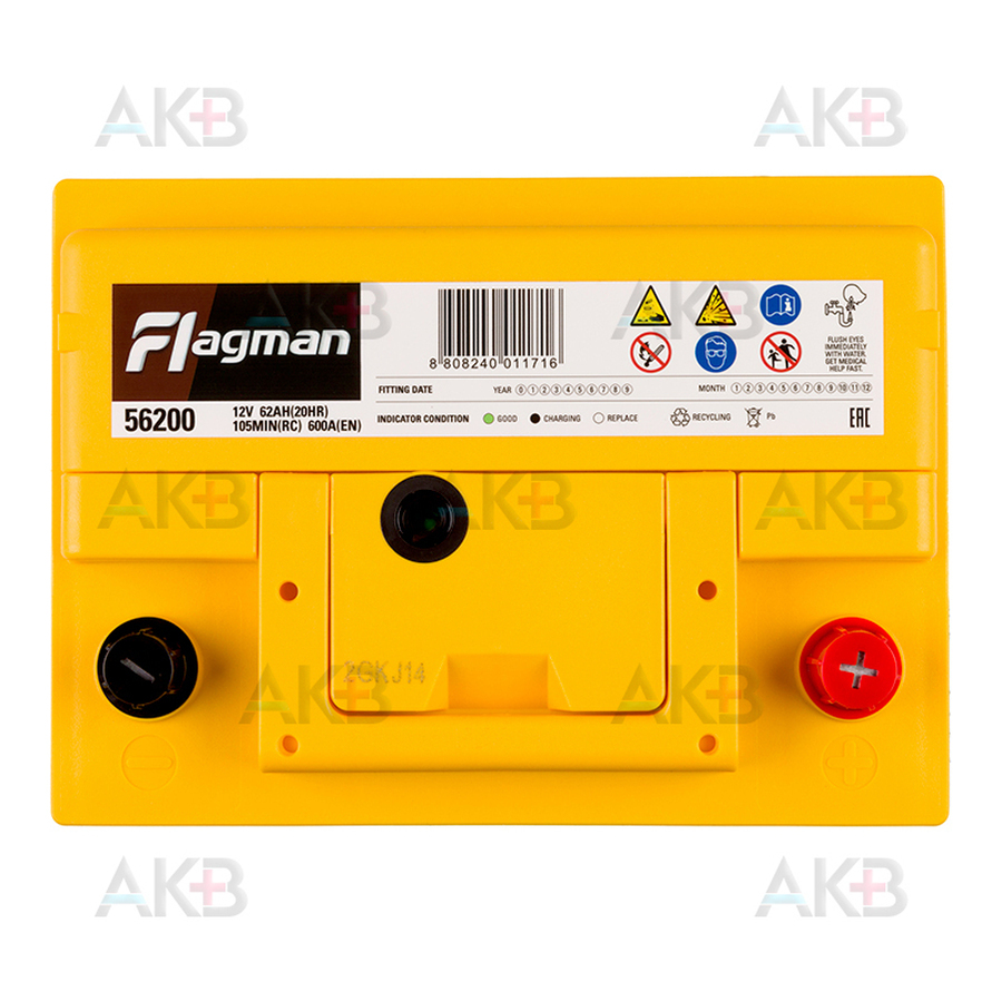 Автомобильный аккумулятор Flagman 62R LB2 600A (242x175x175) 56200