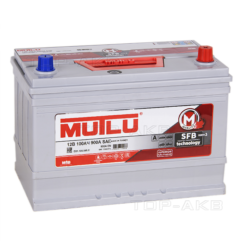 Автомобильный аккумулятор Mutlu Calcium Silver 100R Asia 850A 306x175x225