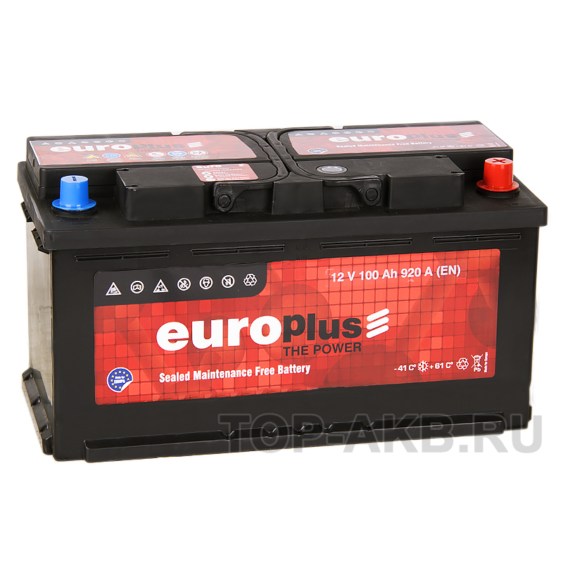 Автомобильный аккумулятор Europlus 100R (920A 353x175x190)