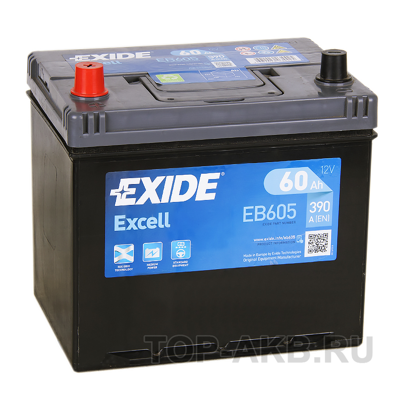 Автомобильный аккумулятор Exide Excell 60L (390A 230x172x220) EB605