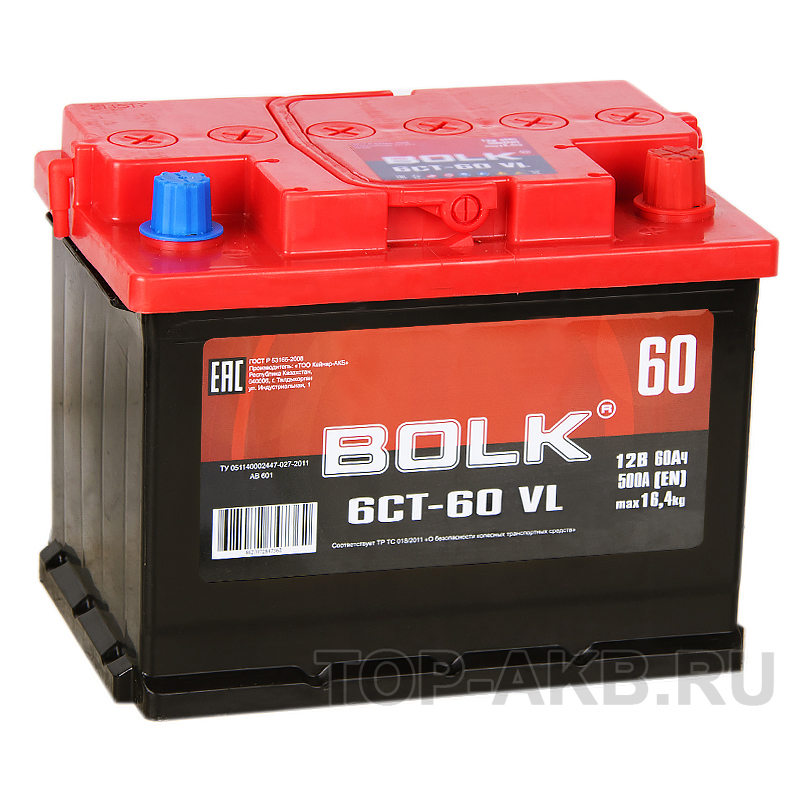 Автомобильный аккумулятор BOLK 60R 500A 242x175x190 AB600