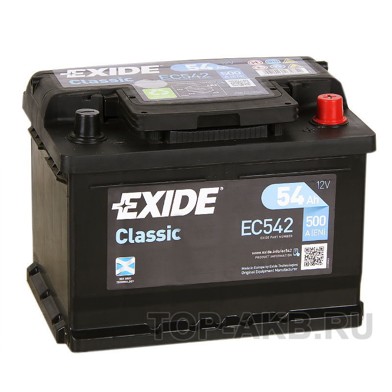 Автомобильный аккумулятор Exide Classic 54R 500A 242x175x175 EC542