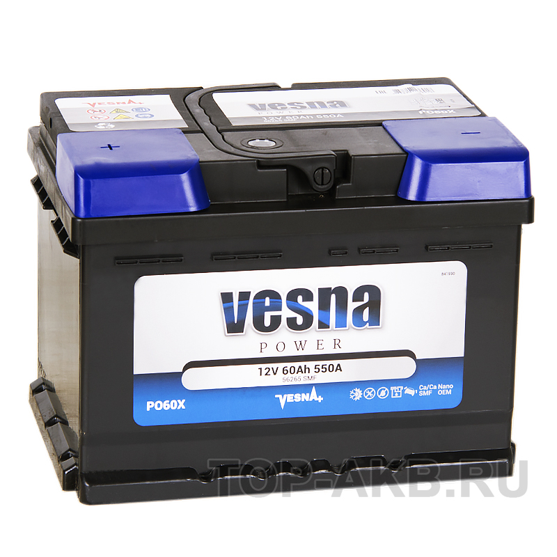 Автомобильный аккумулятор Vesna Power 60L низкий (L2B 550A 242x175x175) 415360 56265
