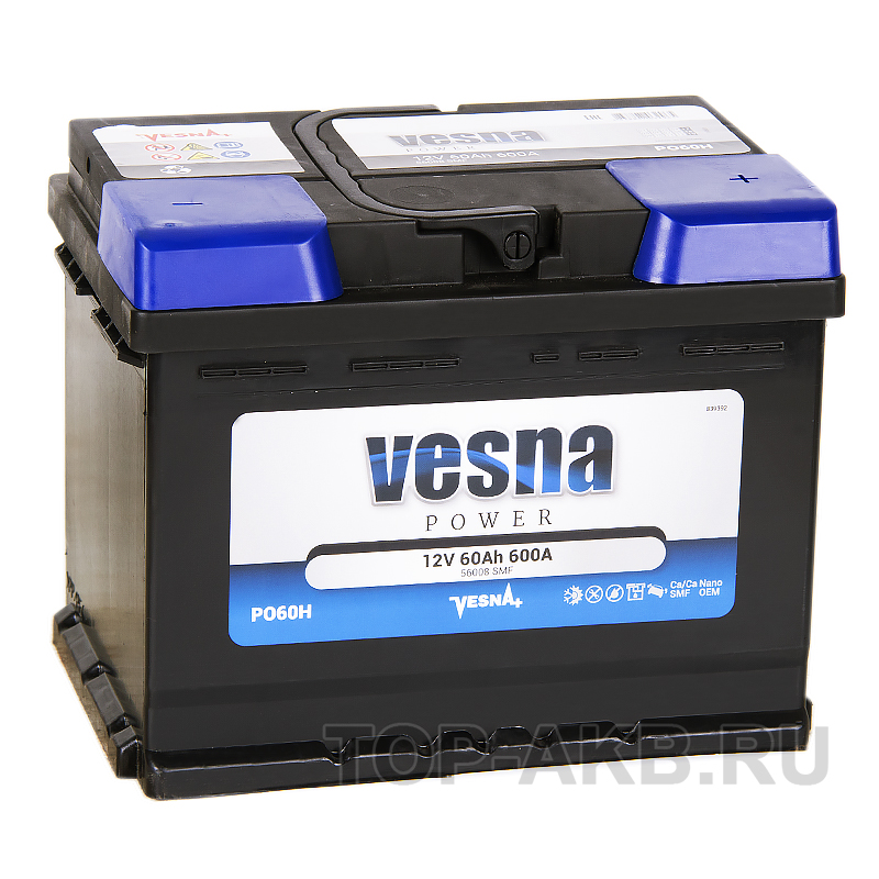 Автомобильный аккумулятор Vesna Power 60R (L2 600A 242x175x190) 415262 56008