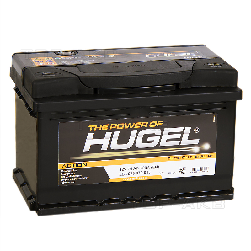 Автомобильный аккумулятор Hugel Action 75R низкий 700A (278x175x175) LB3 075 070 013