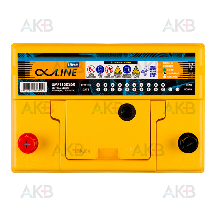 Автомобильный аккумулятор Alphaline Ultra 115D26R 88L 800A 260x173x227