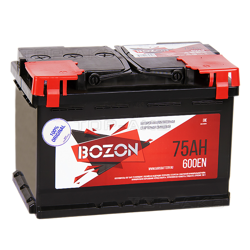 Автомобильный аккумулятор Bozon 75R 600A 278x175x190