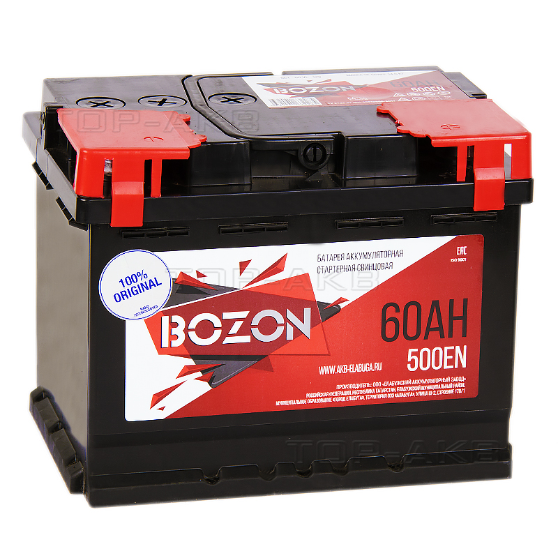 Автомобильный аккумулятор Bozon 60R 500A 242x175x190
