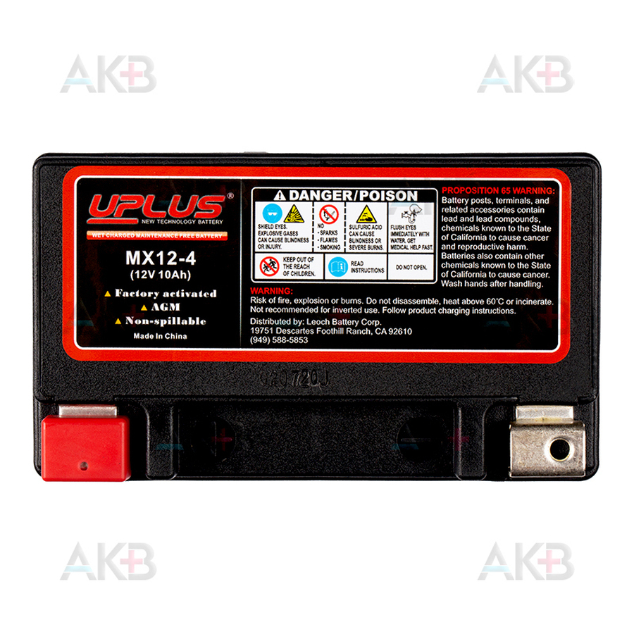 Мото аккумулятор Uplus MX12-4 12V 10Ah 180А прям. пол. (150x87x130) Power Sport