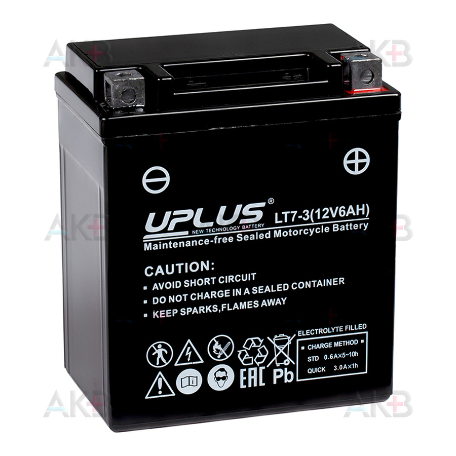 Мото аккумулятор Uplus LT7-3 12V 6Ah  85А обр. пол. (114x71x131) Super Start AGM