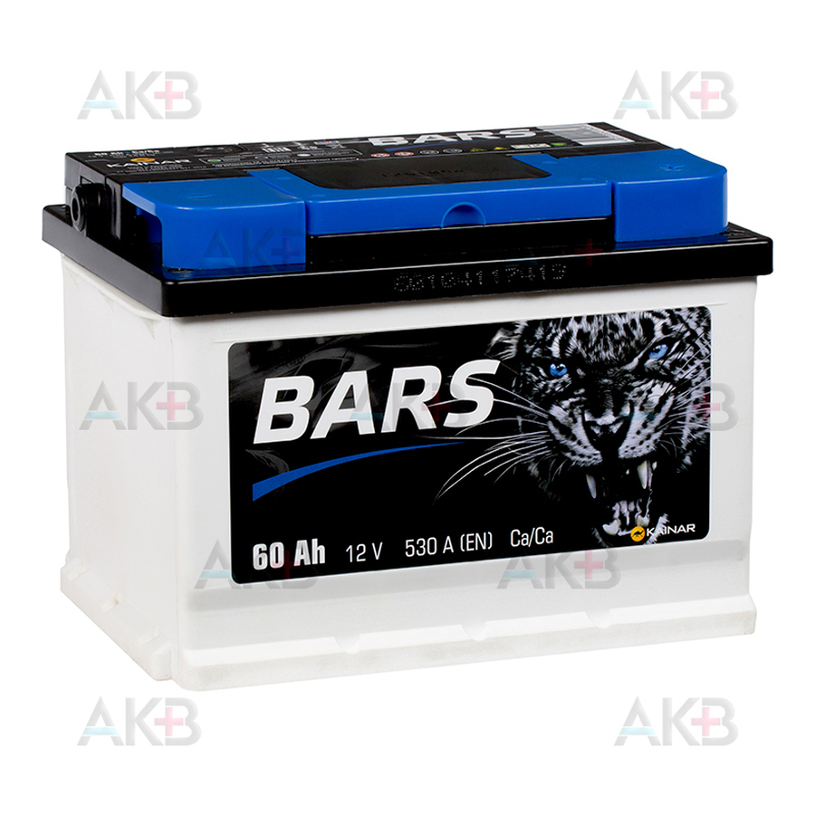 Автомобильный аккумулятор BARS 6СТ-60 АПЗ о.п. L2B 60Ач 530A (242x175x175) низкий