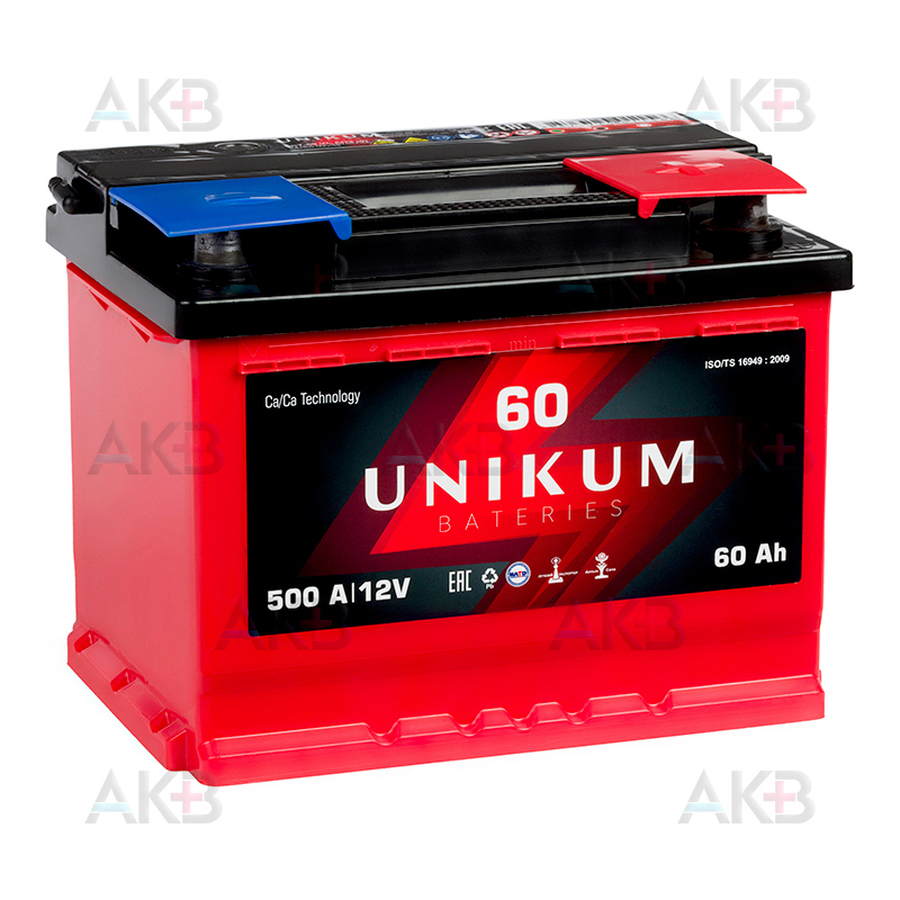 Автомобильный аккумулятор UNIKUM 60R 500A (242x175x190)