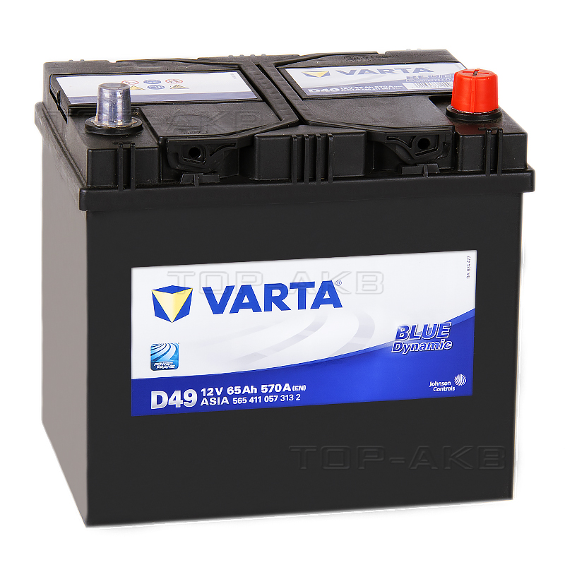 Автомобильный аккумулятор Varta Blue Dynamic D49 65R 570A 232x173x225