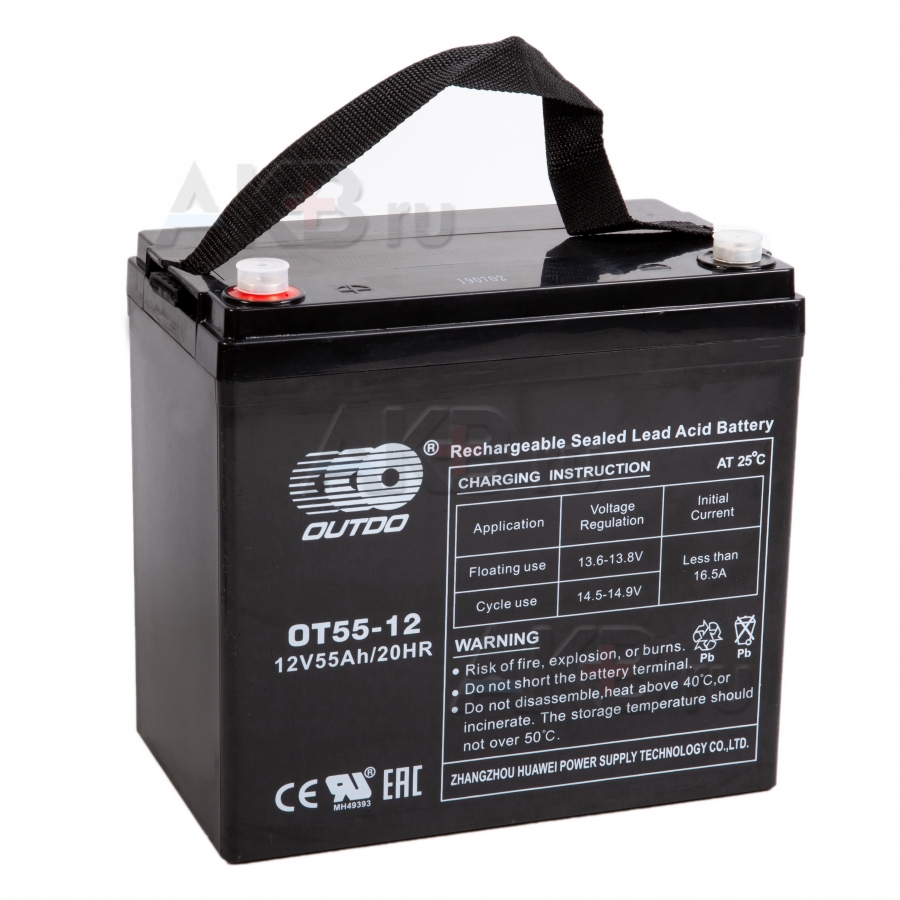 Аккумуляторная батарея OUTDO VRLA 12V 55 Ah (OT55-12) 229x138x205