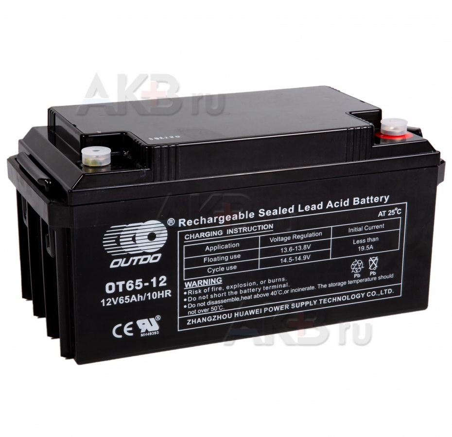 Аккумуляторная батарея OUTDO VRLA 12V 65 Ah (OT65-12) 350x166x178